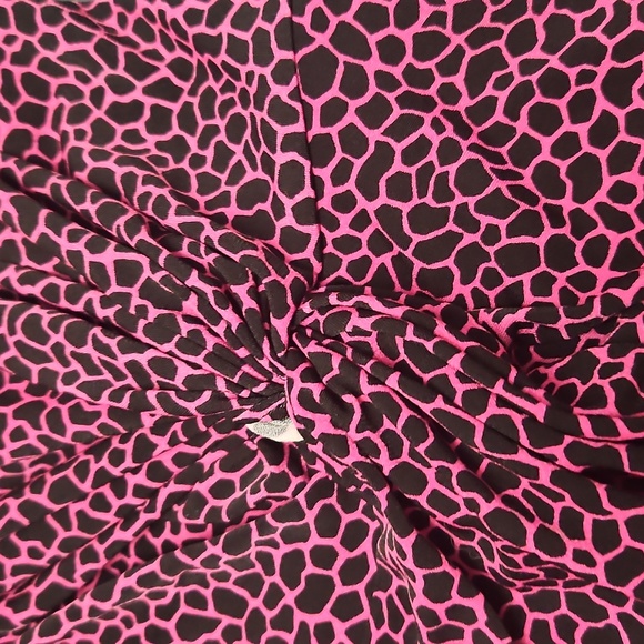 Michael Kors Cerise Pink Animal Print Ruched Faux-Wrap Sheath Dress nwt - Picture 6 of 9